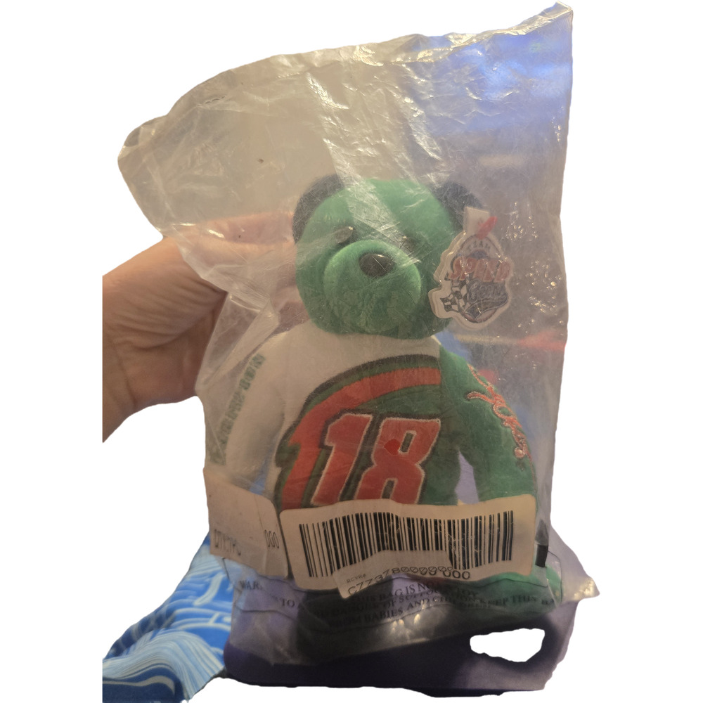 Bobby Labonte #18 Team Speed Bears 2000 Champion NASCAR Plush Beanie Bear NIB